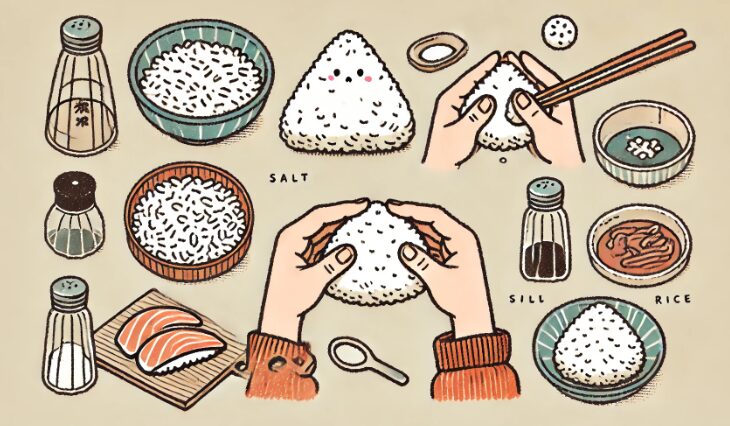 how to make triangle and round fluffy onigiri.